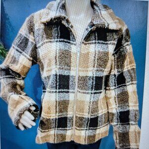 SIZE M HAVE LOS ANGELES (NEW) Winter Zip Up Long Sleeve Checked Jacket INVPV757